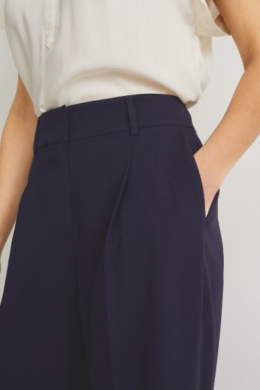 Femmes - Pantalon de toile - high waist - palazzo - bleu foncé