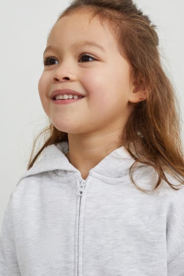 Kinder - Sweatjacke mit Kapuze - hellgrau-melange