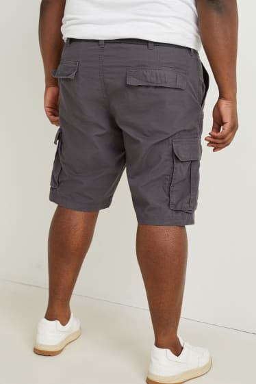 Men - Cargo shorts with belt - dark gray