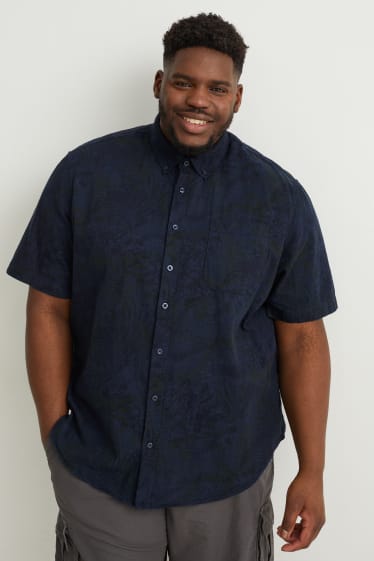 Heren - Overhemd - regular fit - button-down - donkerblauw