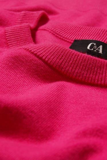Women - Knitted jumper - short sleeve - pink