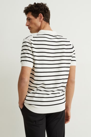 Bărbați - Tricou polo - cu dungi - alb-crem