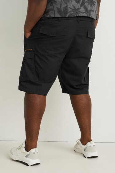 Hommes - Short cargo avec ceinture - noir