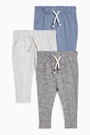 Bébés - Lot de 3 - pantalon de jogging bébé - gris chiné
