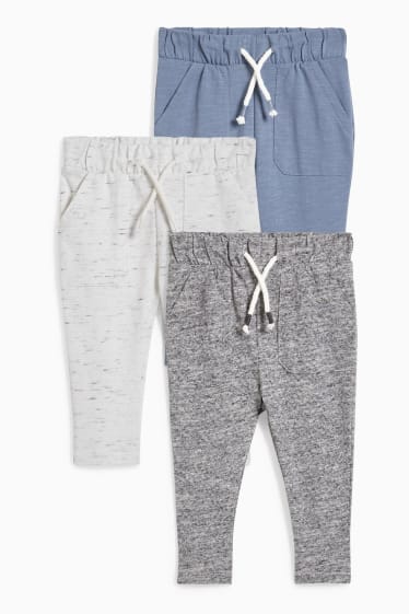 Baby: jongens - Set van 3 - babyjoggingbroek - grijs-mix
