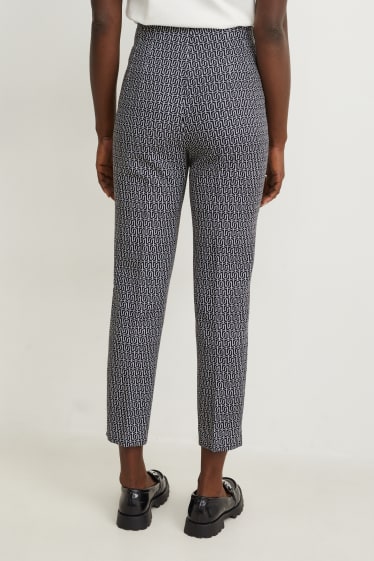 Femmes - Pantalon - high waist - tapered fit - à motif - noir / blanc