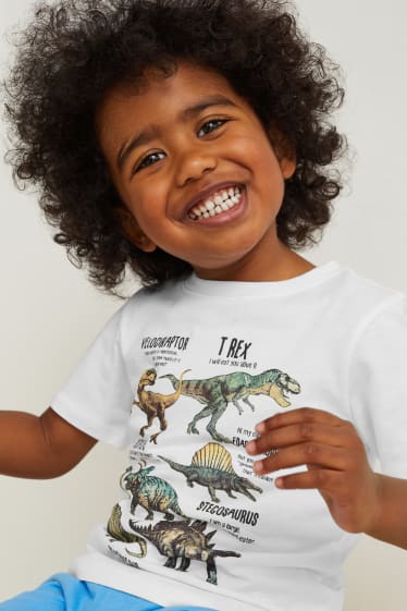 Children - Dinosaur - set - short sleeve T-shirt and shorts - 2 piece - white