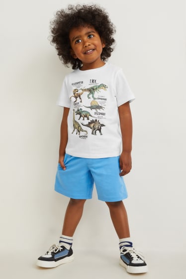 Dzieci - Dinozaur - zestaw - koszulka z krótkim rękawem i szorty - 2 części - biały