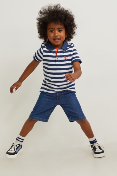 Kinder - Set - Poloshirt und Jeans-Shorts - 2 teilig - dunkelblau