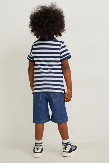 Kinder Jungen - Set - Poloshirt und Jeans-Shorts - 2 teilig - dunkelblau