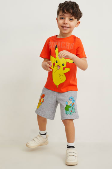 Enfants - Lot de 2 - Pokémon - shorts en molleton - gris clair chiné