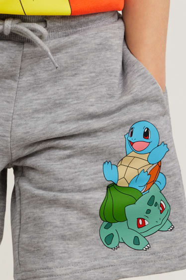 Kinderen - Set van 2 - Pokémon - sweatshort - licht grijs-mix