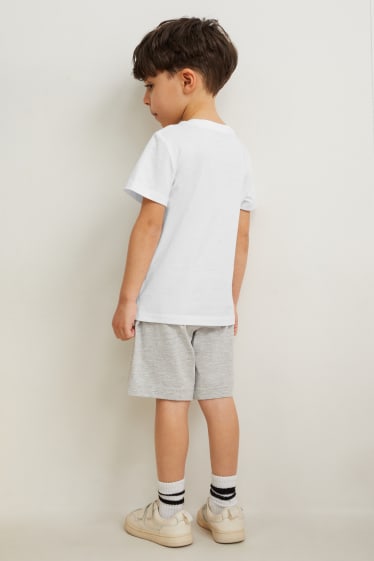 Kinder - Set - Kurzarmshirt und Sweatshorts - 2 teilig - weiss