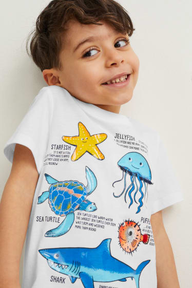 Kinder Jungen - Set - Kurzarmshirt und Sweatshorts - 2 teilig - weiss