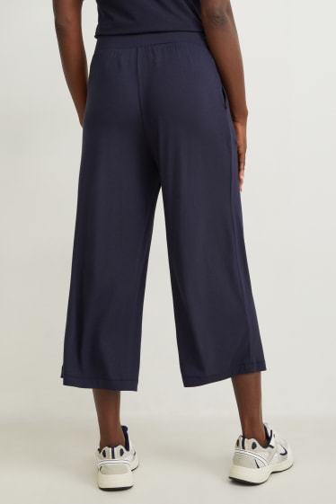 Femei - Pantaloni culotte basic - talie medie - albastru închis