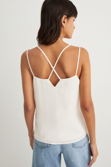 Donna - Blusa smanicata - bianco crema