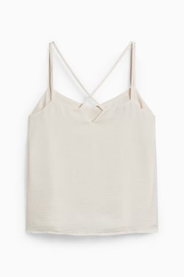 Donna - Blusa smanicata - bianco crema