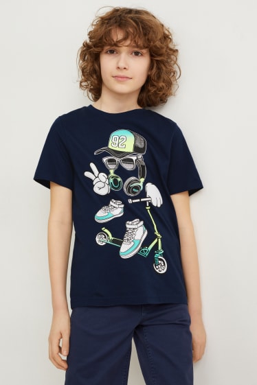 Enfants garçons - Lot de 2 - T-shirts - bleu foncé