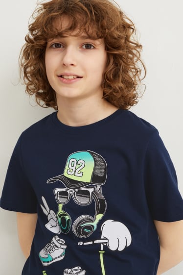 Enfants garçons - Lot de 2 - T-shirts - bleu foncé