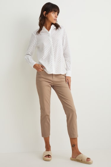 Women - Trousers - mid-rise waist - skinny fit - beige