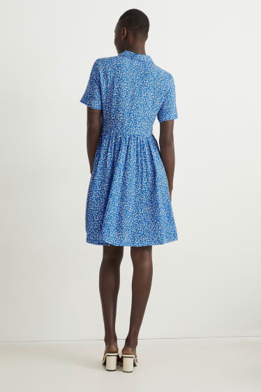 Donna - Vestito a blusa - a fiori - blu / bianco