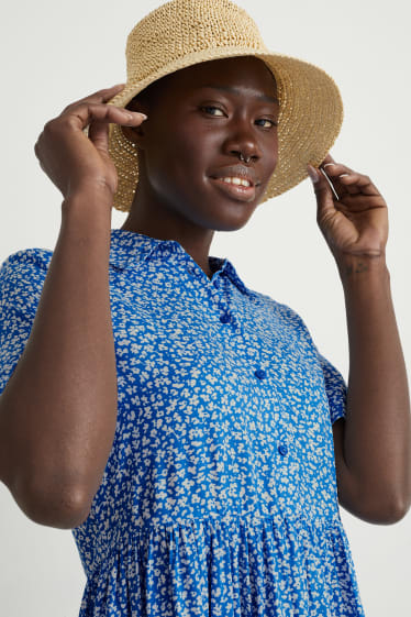 Mujer - Vestido camisero - de flores - azul / blanco