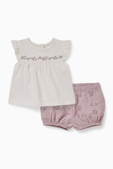 Baby Mädchen - Baby-Outfit - 2 teilig - cremeweiß
