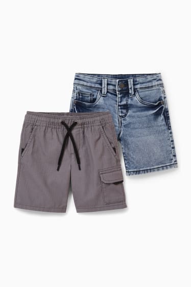 Niños - Pack de 2 - shorts vaqueros y de tela - vaqueros - azul claro