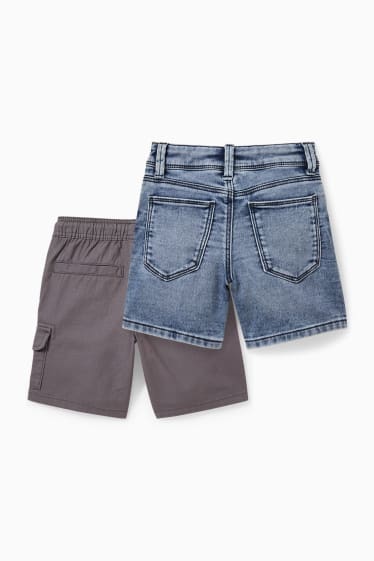 Nen - Paquet de 2 - texans curts i pantalons curts de tela - texà blau clar