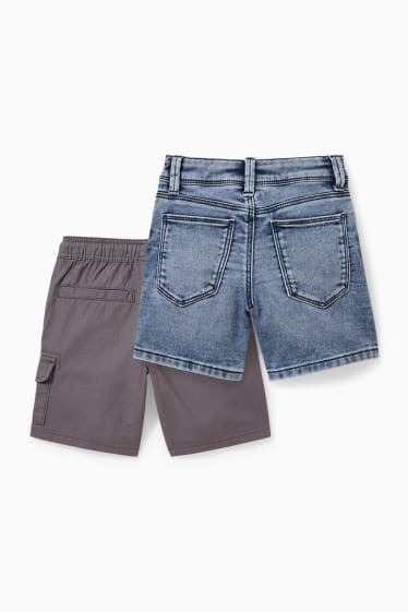 Niños - Pack de 2 - shorts vaqueros y de tela - vaqueros - azul claro