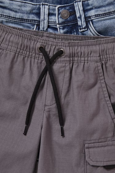 Kinderen - Set van 2 - korte spijkerbroek en korte broek - jeanslichtblauw