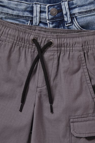 Nen - Paquet de 2 - texans curts i pantalons curts de tela - texà blau clar