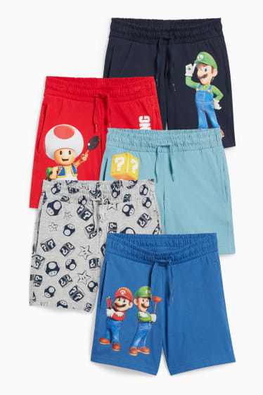 Enfants garçons - Lot de 5 - Super Mario Bros. - Bermudas - bleu foncé