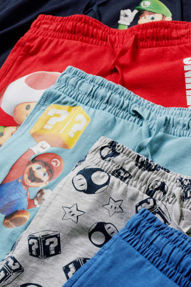 Enfants garçons - Lot de 5 - Super Mario Bros. - Bermudas - bleu foncé