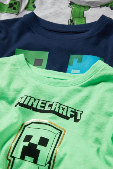 Copii - Multipack 3 buc. - Minecraft - tricou cu mânecă scurtă - albastru închis