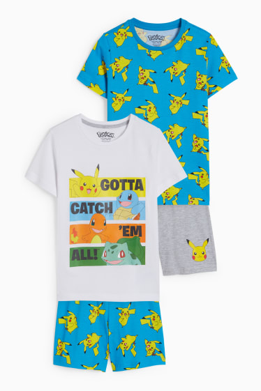Kinderen: jongens - Set van 2 - Pokémon - shortama - 4-delig - wit
