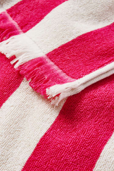 Femmes - Serviette de toilette en éponge - à rayures - 160 x 80 cm - rose