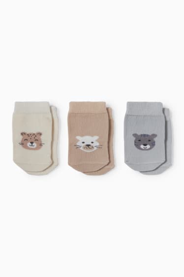 Babys - Multipack 3er - Tiere - Erstlings-Socken mit Motiv - hellblau