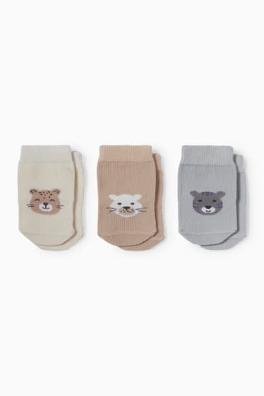 Baby Jungen - Multipack 3er - Tiere - Erstlings-Socken mit Motiv - hellblau