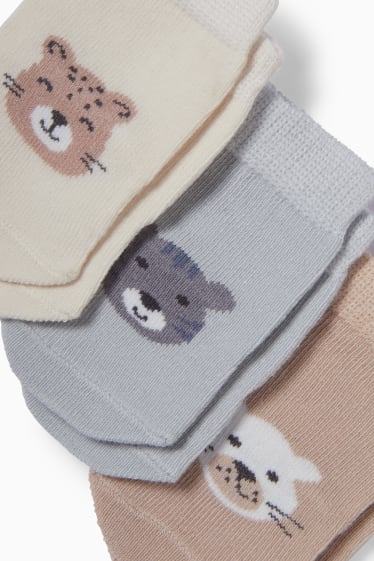 Babys - Multipack 3er - Tiere - Erstlings-Socken mit Motiv - hellblau
