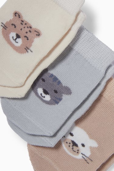 Baby Jungen - Multipack 3er - Tiere - Erstlings-Socken mit Motiv - hellblau