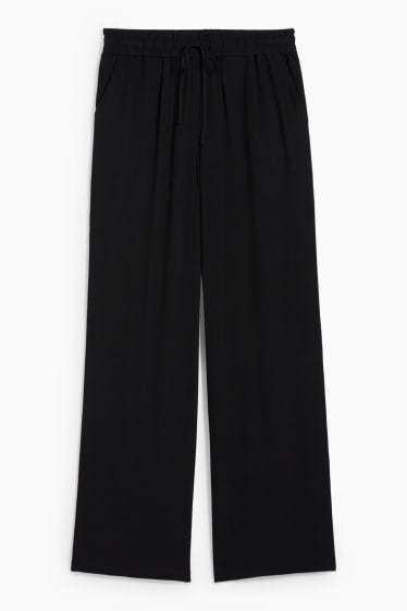 Women - Cloth trousers - mid-rise waist - palazzo - black