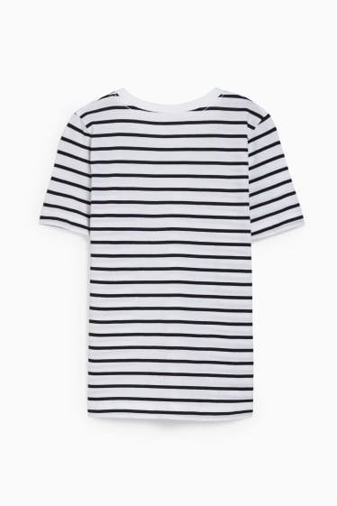 Dames - Basic T-shirt - gestreept - crème wit