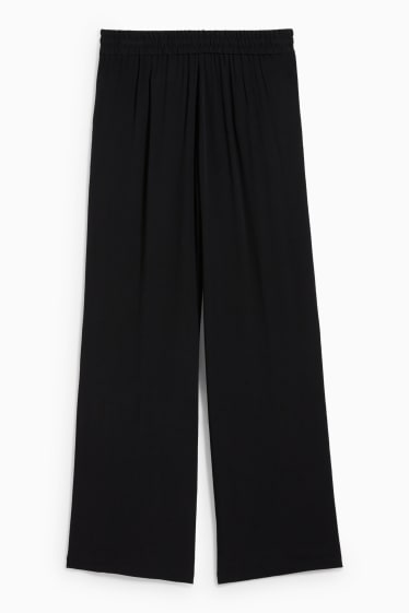 Women - Cloth trousers - mid-rise waist - palazzo - black