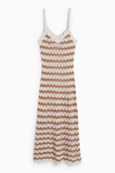 Women - Beach dress - striped - brown