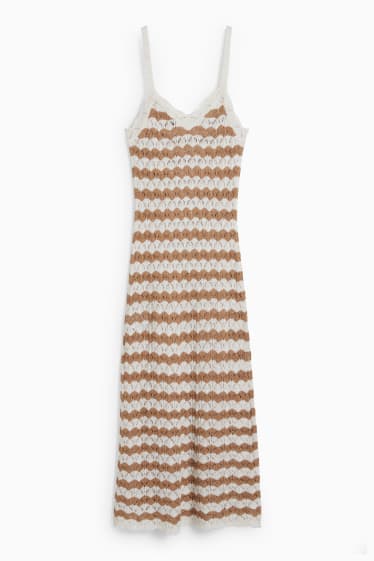 Women - Beach dress - striped - brown