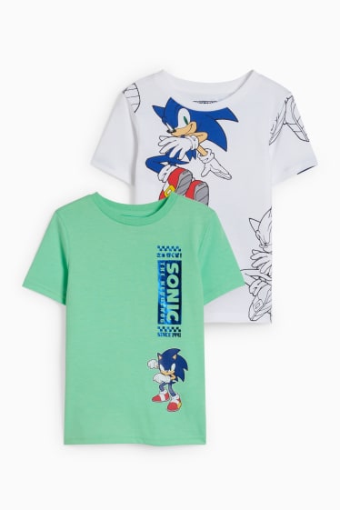 Kinder - Multipack 2er - Sonic - Kurzarmshirt - weiß / grün