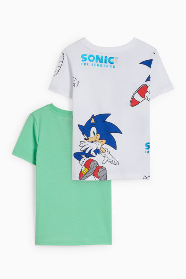 Dětské - Multipack 2 ks - Ježek Sonic - tričko s krátkým rukávem - bílá/zelená