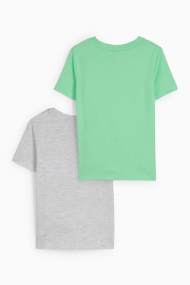 Kinder - Multipack 2er - Kurzarmshirt - grau / grün