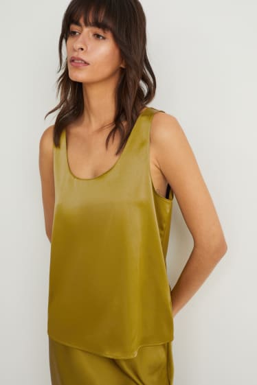 Damen - Basic-Satin-Blusentop - grün